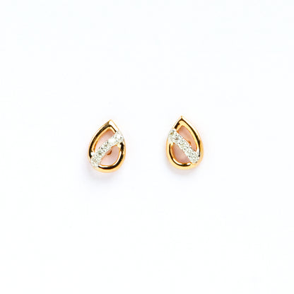 Caratly 18kt gold Pear Diamond Earring with 0.04ct diamond accent in an openwork teardrop stud design under Rs. 20,000