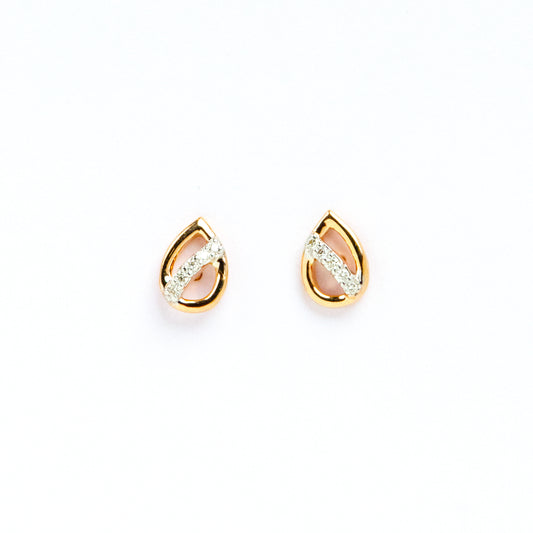 Caratly 18kt gold Pear Diamond Earring with 0.04ct diamond accent in an openwork teardrop stud design under Rs. 20,000