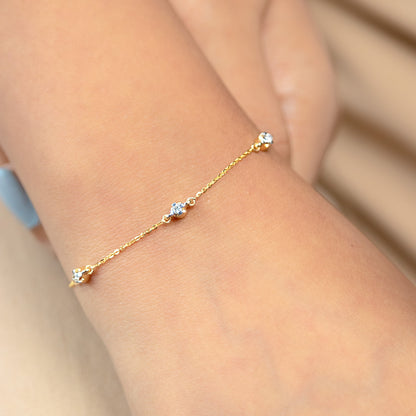 Caratly 18kt gold Round Diamond Bracelet with 0.11ct bezel station design, minimalist daily wear for her under 40,000