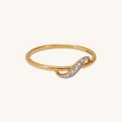 Caratly 18kt gold S Diamond Ring with 0.04ct diamond pave in a gentle S-wave band design under 20,000