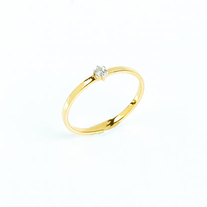 Caratly 18kt gold Solitaire Diamond Ring with 0.02ct round diamond prong set on a dainty minimalist band under Rs. 15,000