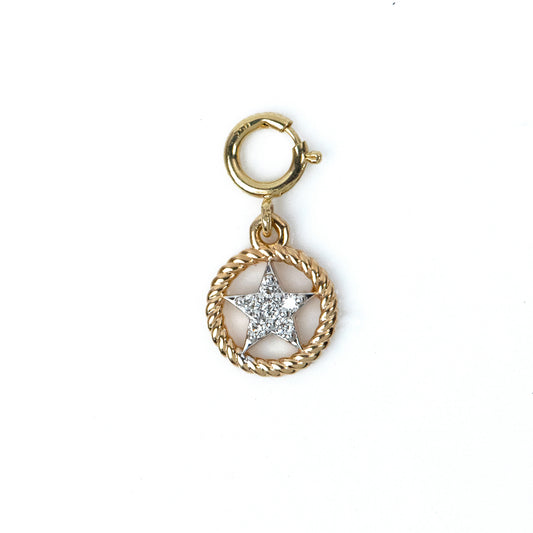 Caratly 18kt gold Star Diamond Charm with twisted rope border and 0.03ct diamond star center under Rs. 15,000