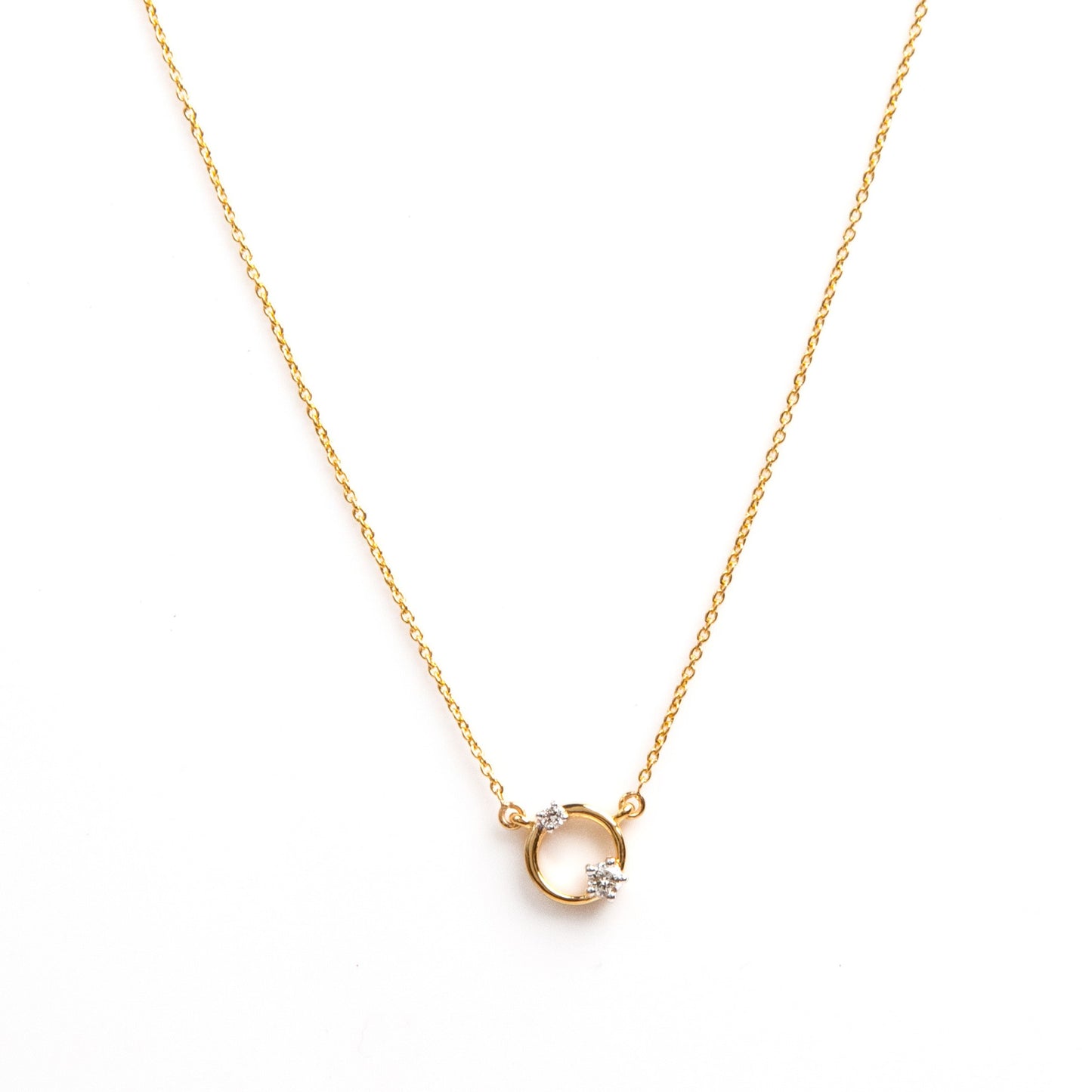 Caratly 18kt gold Star Diamond Necklace celestial circle pendant design with 0.09ct diamonds under Rs. 50,000