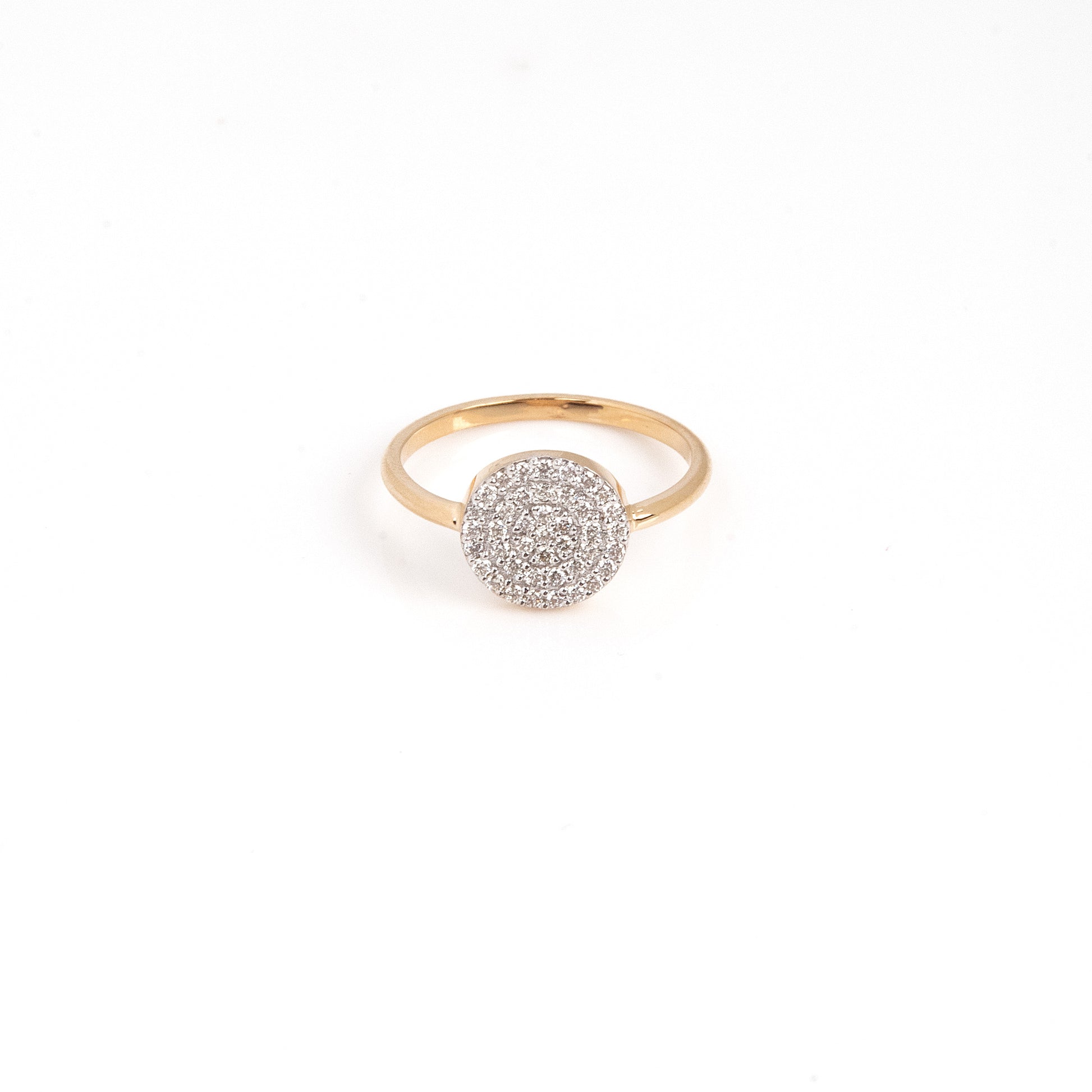 Caratly 18kt gold Stardust Cluster Ring with 0.24ct round pave diamond disc design statement ring under Rs. 60,000