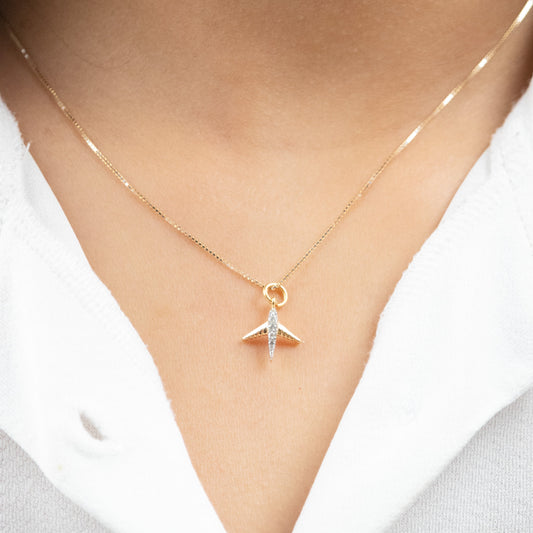 Caratly 18kt gold Traveller Diamond Charm airplane pendant design with 0.07ct diamonds wanderlust under 15,000