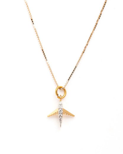 Caratly 18kt gold Traveller Diamond Charm airplane pendant design with 0.07ct diamonds wanderlust under 15,000