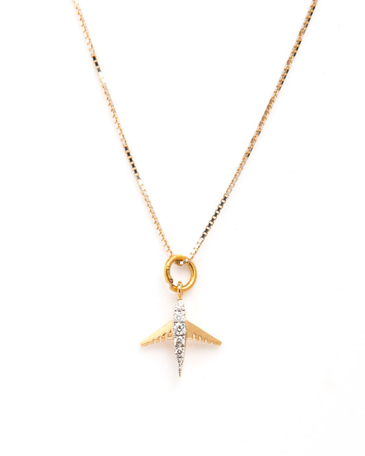 Caratly 18kt gold Traveller Diamond Charm airplane pendant design with 0.07ct diamonds wanderlust under 15,000
