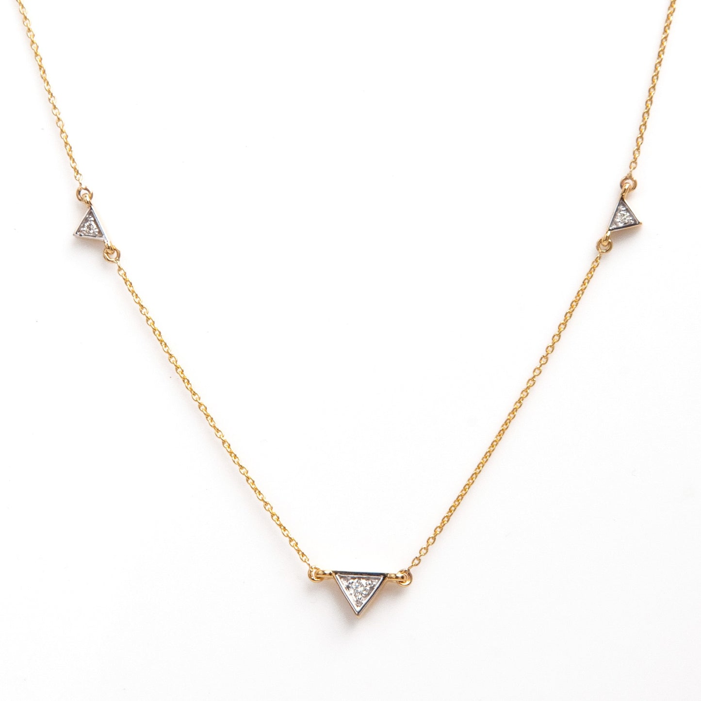 Caratly 18kt Gold Triangle Diamond Necklace with natural diamonds minimalist daily wear style