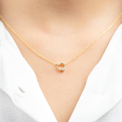 Caratly 18kt gold Star Diamond Necklace celestial circle pendant design with 0.09ct diamonds under Rs. 50,000