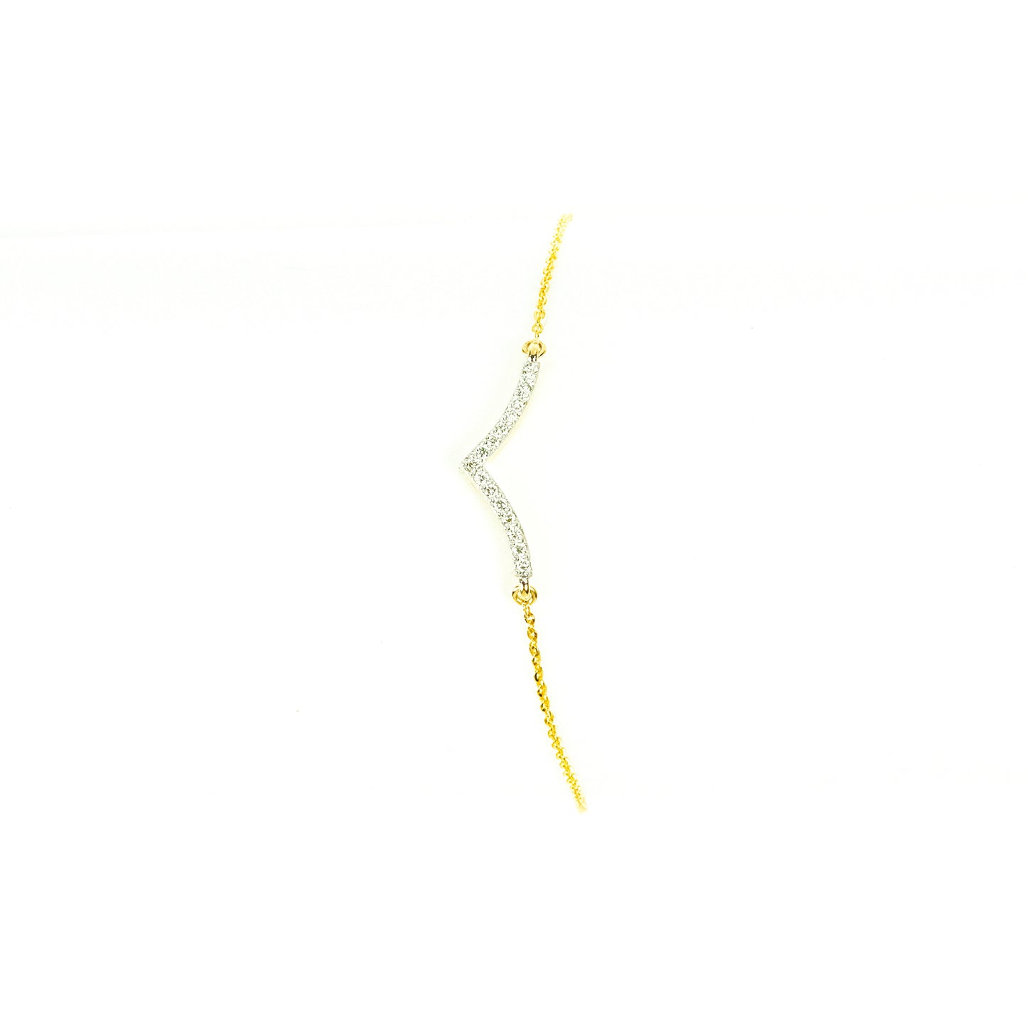 Caratly 18kt gold Stylish Diamond Bracelet with 0.09ct diamond chevron V-shape design, minimalist and trendy design under 40,000