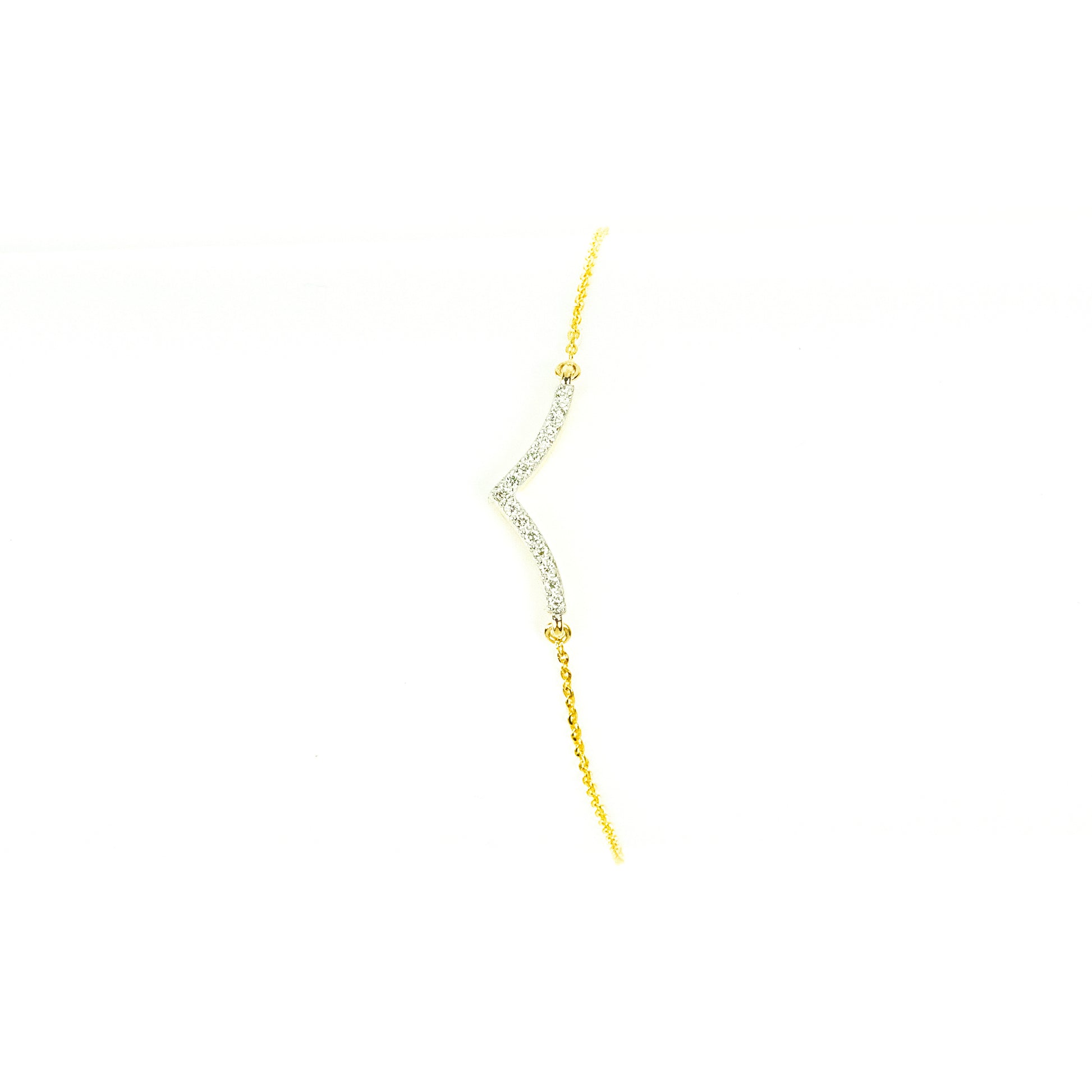 Caratly 18kt gold Stylish Diamond Bracelet with 0.09ct diamond chevron V-shape design, minimalist and trendy design under 40,000