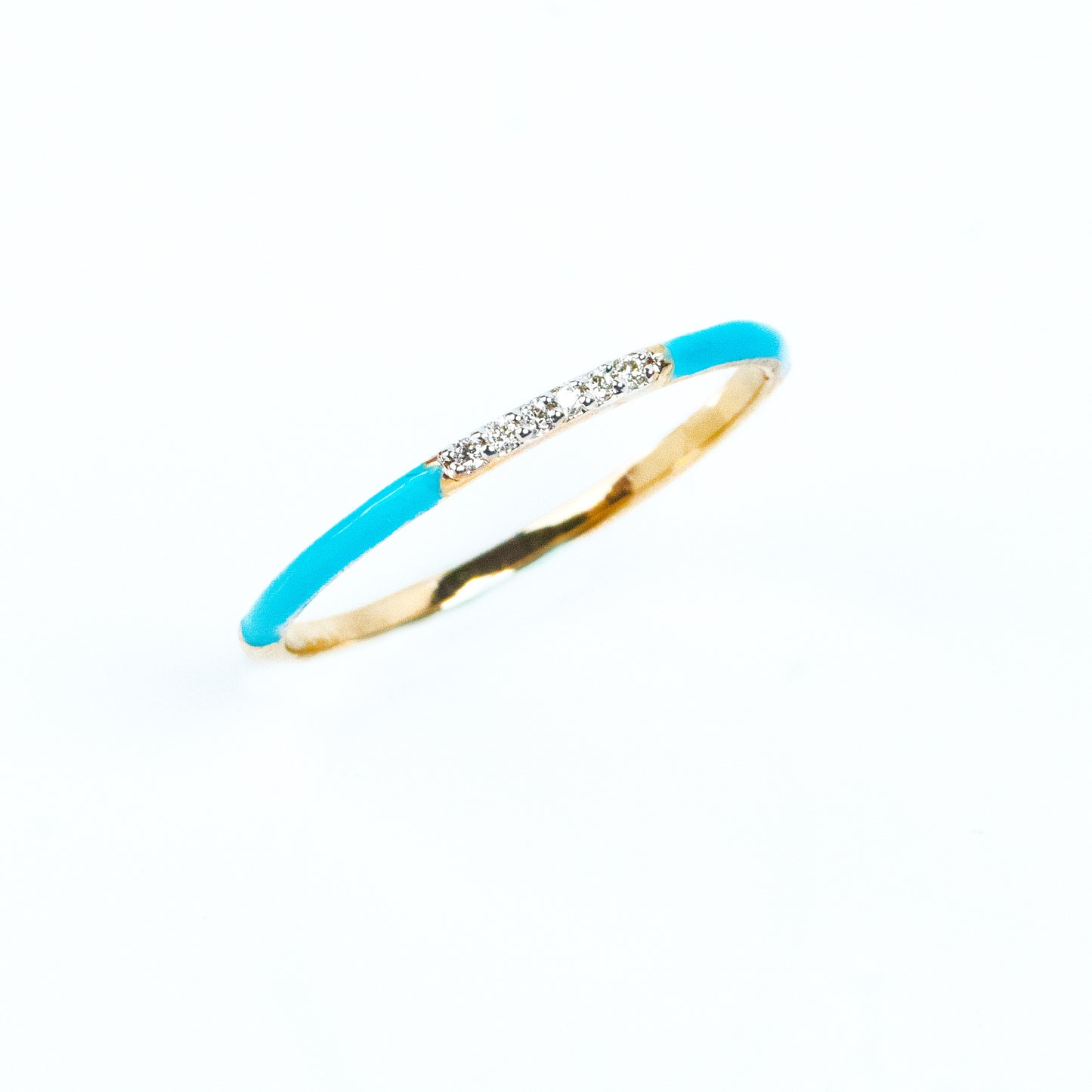 Caratly 18kt gold Mystical Blue Ring with turquoise enamel band and 0.03ct diamond pave accent under Rs. 20,000