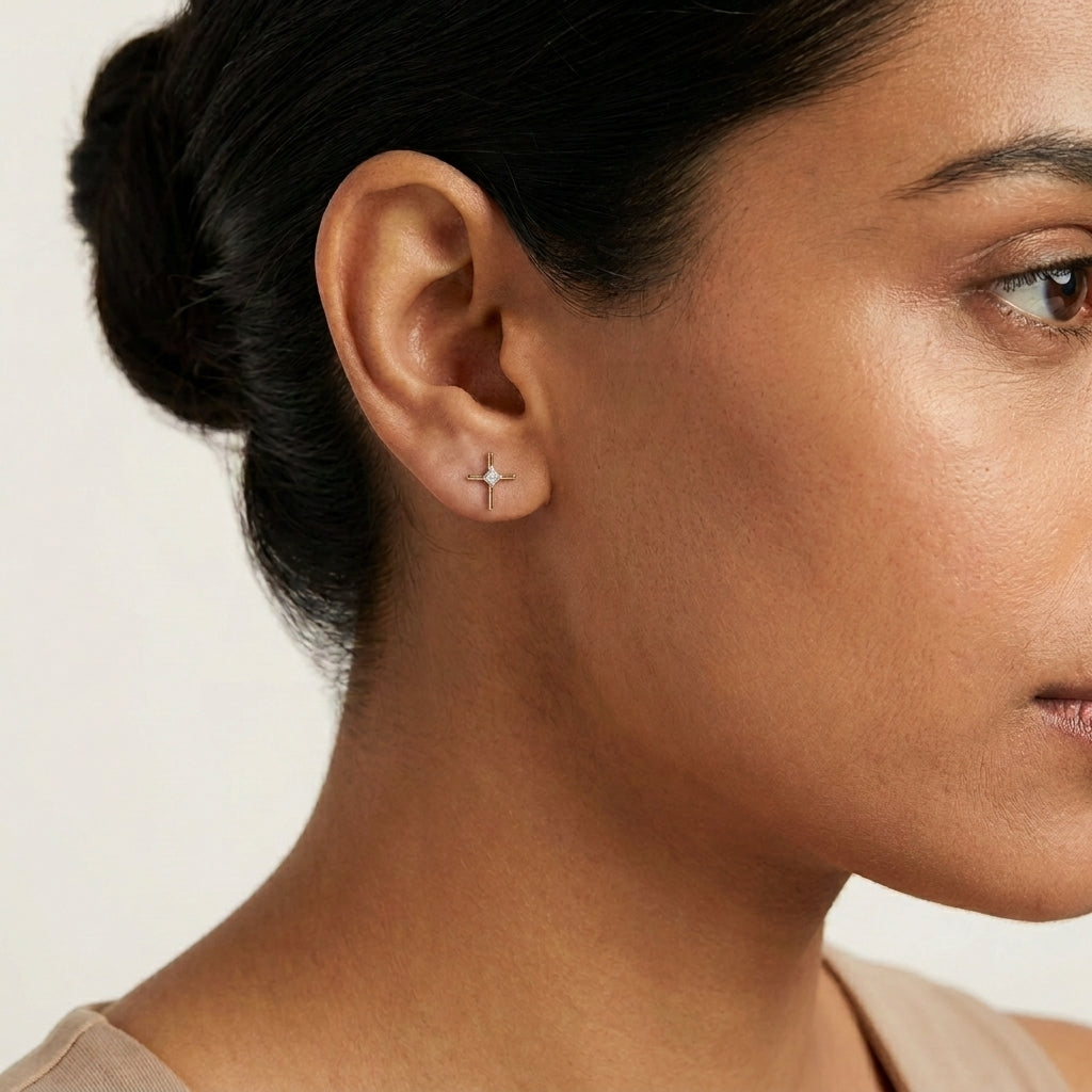 Cross Diamond Earring