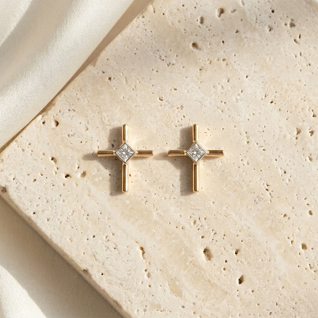 Cross Diamond Earring
