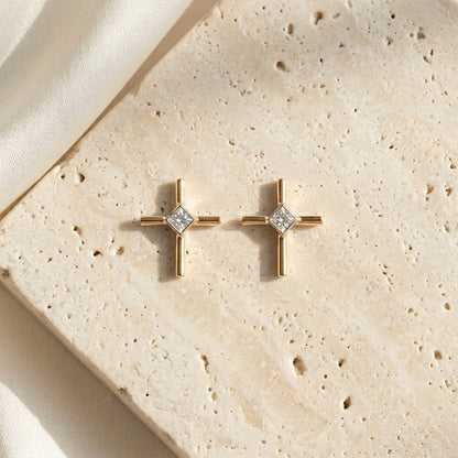 Cross Diamond Earring