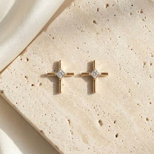 Cross Diamond Earring