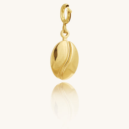 Caratly 18kt gold Coffee Gold Charm featuring a small, polished solid gold coffee bean motif hanging from a delicate chain. A perfect minimal affordable gift for her under Rs. 20,000