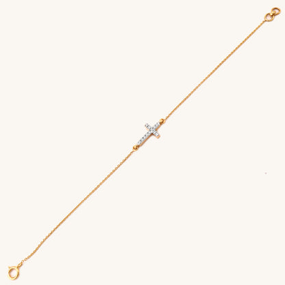 18kt gold Cross Diamond Bracelet featuring a delicate diamond-studded cross pendant centered on a fine gold chain under Rs. 40,000