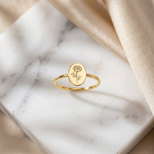 Flower Engraved Ring