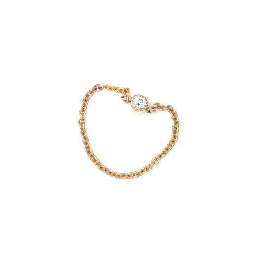 Caratly 18kt gold Chain Diamond Ring with 0.05ct solitaire diamond set on a flexible soft gold chain band under Rs. 20,000