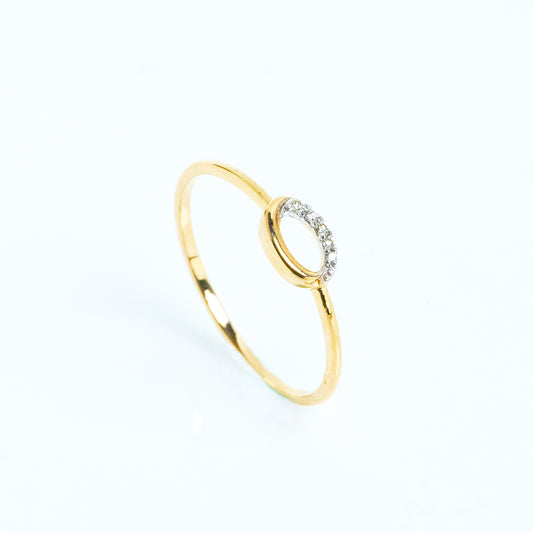 Caratly 18kt gold Oval Diamond Ring with 0.02ct diamond open oval outline design, gift for her under under Rs. 15,000