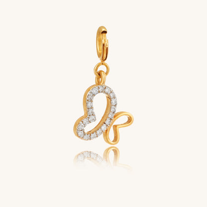 Caratly 18kt gold Butterfly Diamond Pendant featuring an open wire asymmetrical butterfly shape with one wing set in pave diamonds under Rs. 20,000