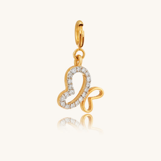 Caratly 18kt gold Butterfly Diamond Pendant featuring an open wire asymmetrical butterfly shape with one wing set in pave diamonds under Rs. 20,000