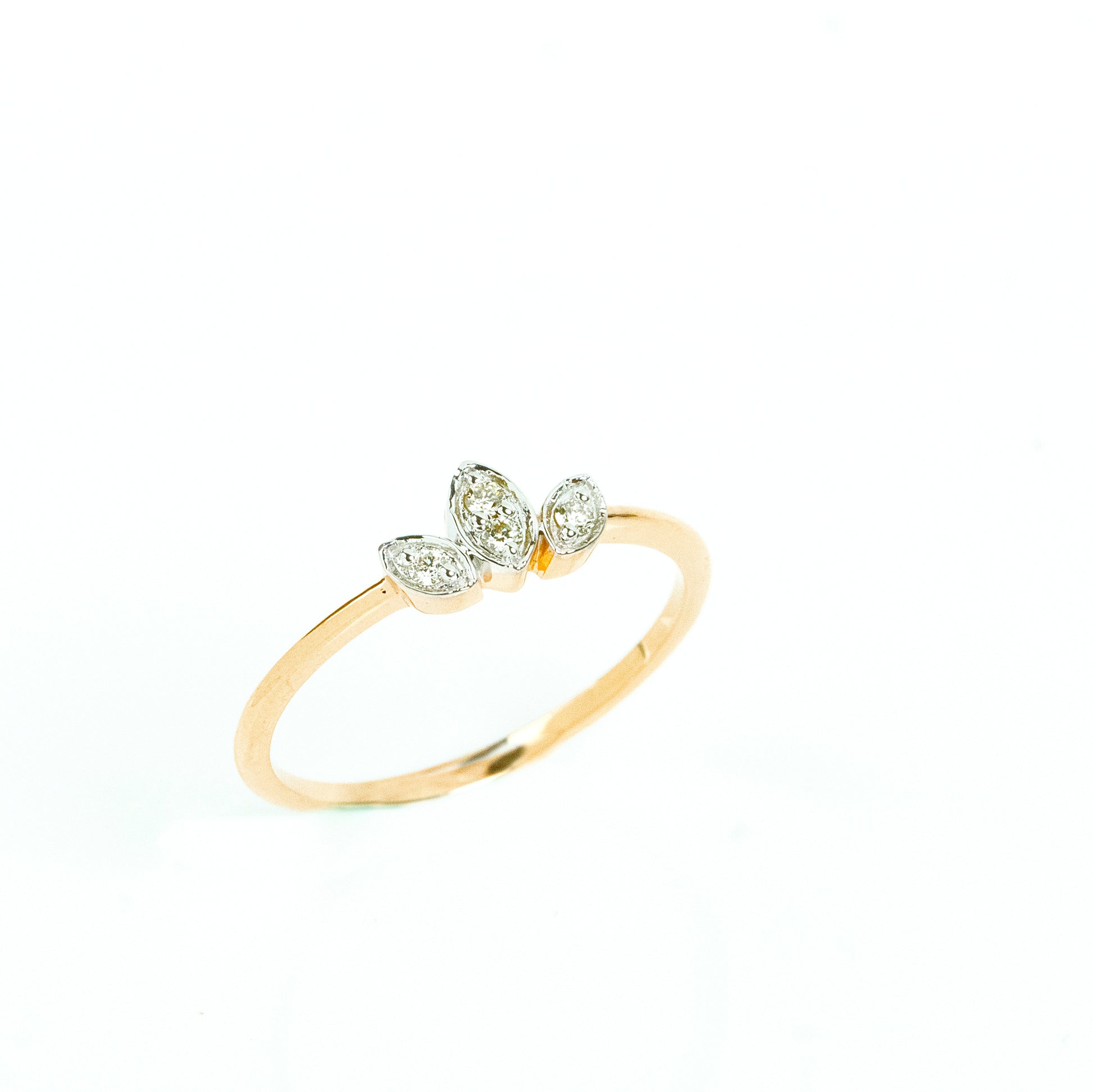 Caratly 18kt gold Diamond Leafy Ring with 0.05ct marquise-shape leaf design minimalist band ubder Rs. 30,000