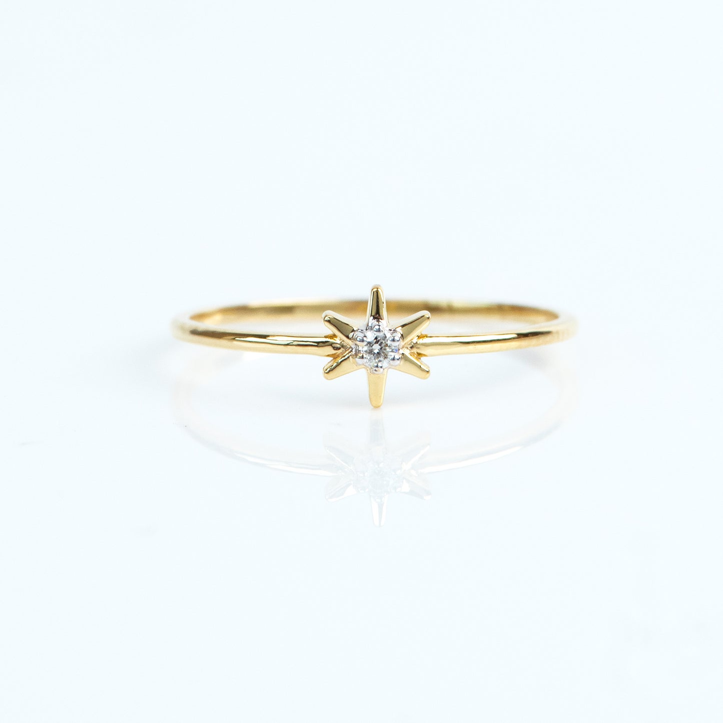 Caratly 18kt gold Star Diamond Ring with 0.02ct solitaire diamond set in a North Star motif, a minimal affordable gift for her under 15,000