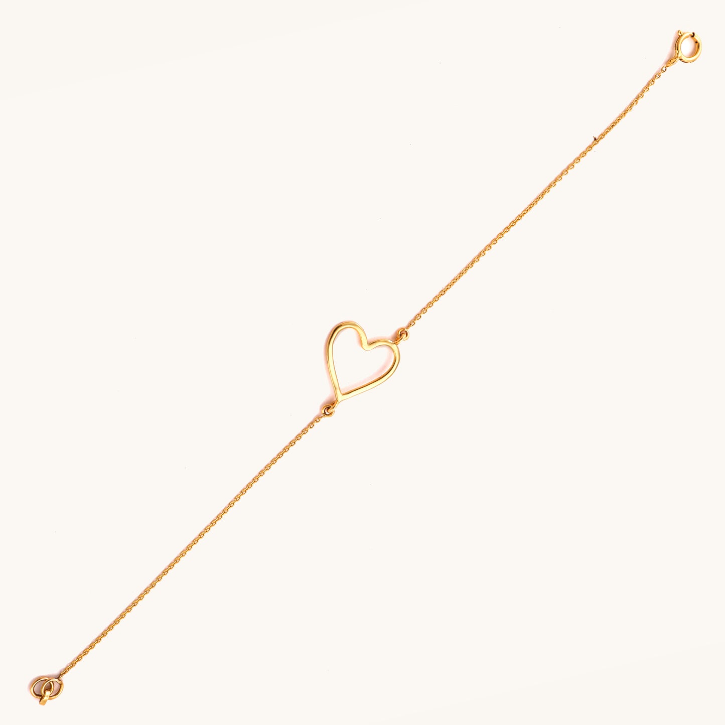 18kt gold open heart Forever Love Bracelet. Affordable gifts for her under Rs. 20,000