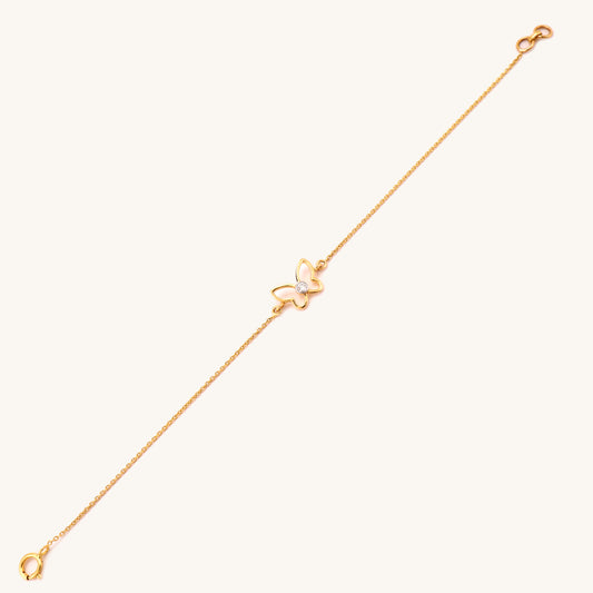 18kt gold Elsa Butterfly Bracelet with diamond. Mid-tier price range under Rs. 20,000