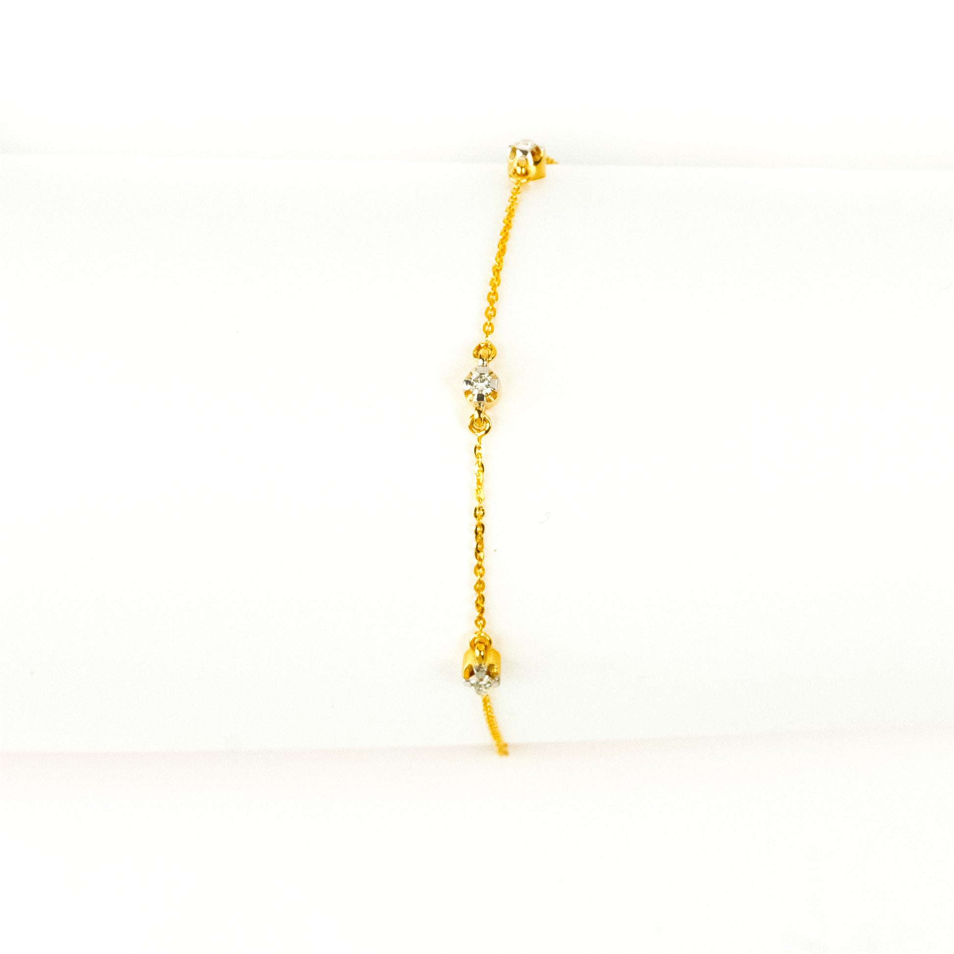 Caratly 18kt gold Round Diamond Bracelet with 0.11ct bezel station design, minimalist daily wear for her under 40,000