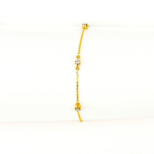 Caratly 18kt gold Round Diamond Bracelet with 0.11ct bezel station design, minimalist daily wear for her under 40,000