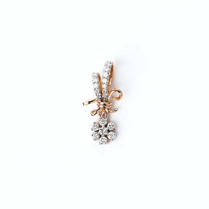 Caratly 18kt gold Bouquet Diamond Pendant with 0.14ct diamond flower cluster and gold ribbon tie design under Rs. 30,000