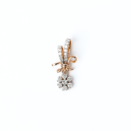 Caratly 18kt gold Bouquet Diamond Pendant with 0.14ct diamond flower cluster and gold ribbon tie design under Rs. 30,000