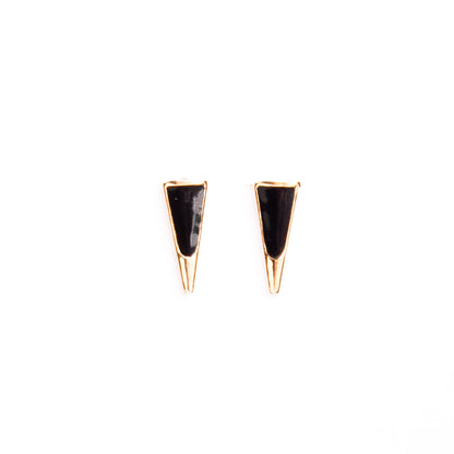 Caratly 18kt gold Black Gold Earring with black enamel triangle spike design, geometric studs under 30,000