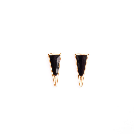 Caratly 18kt gold Black Gold Earring with black enamel triangle spike design, geometric studs under 30,000