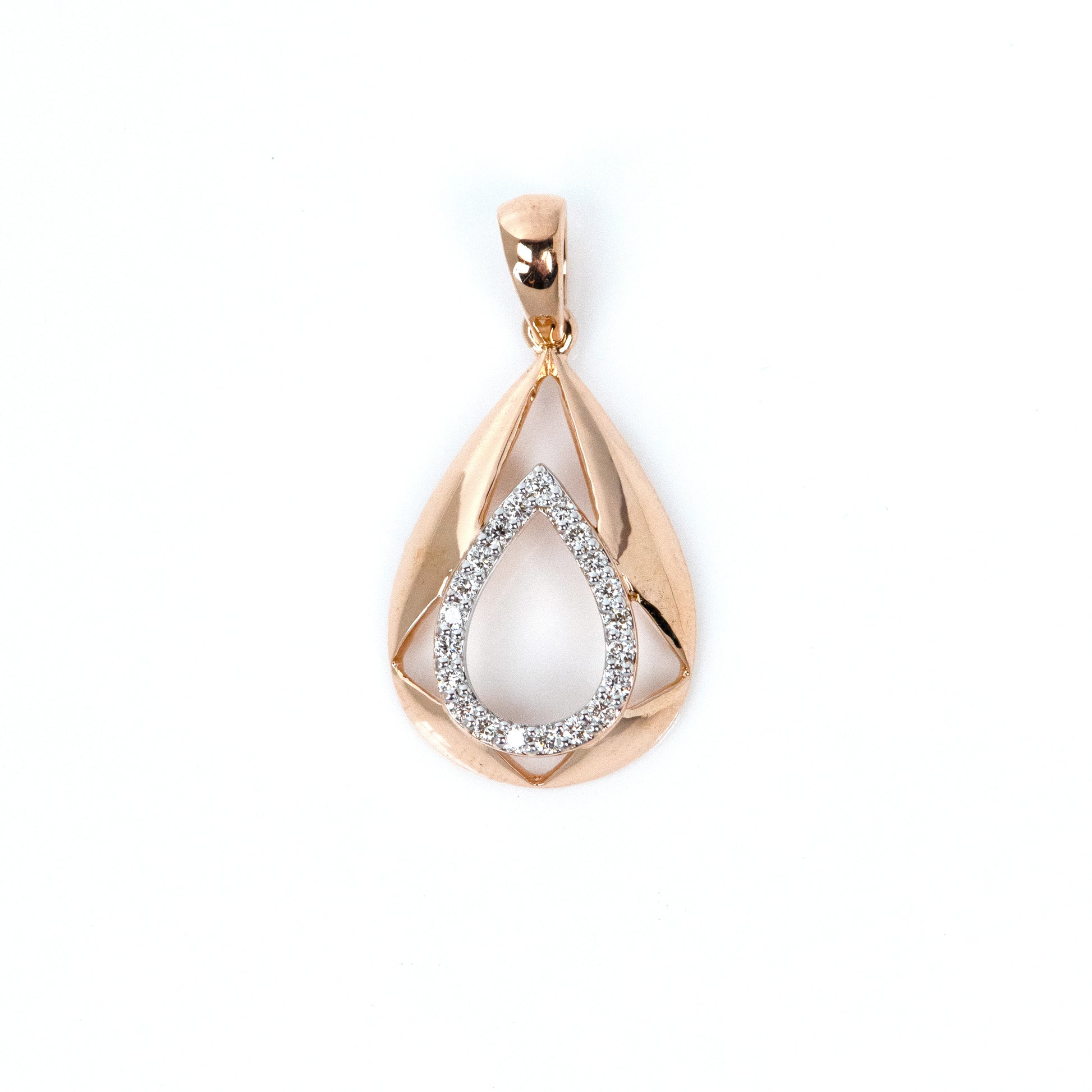 Caratly 18kt gold Dreamy Diamond Pendant with 0.12ct diamond inner teardrop design elegant necklace under Rs. 40,000