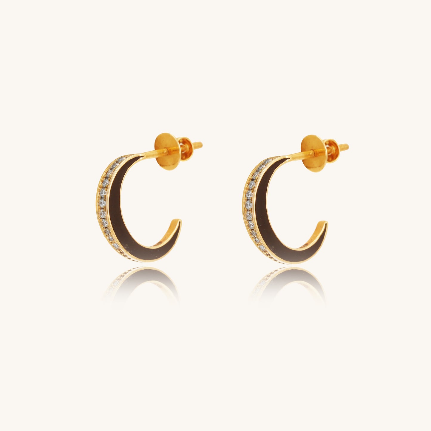 Caratly 18kt gold C Diamond Earring featuring a classic open C-shape half-hoop design fully set with 0.11ct pave diamonds under Rs. 40,000