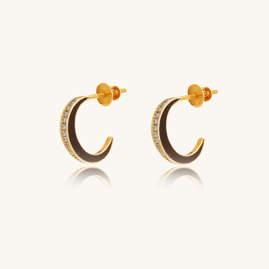 Caratly 18kt gold C Diamond Earring featuring a classic open C-shape half-hoop design fully set with 0.11ct pave diamonds under Rs. 40,000