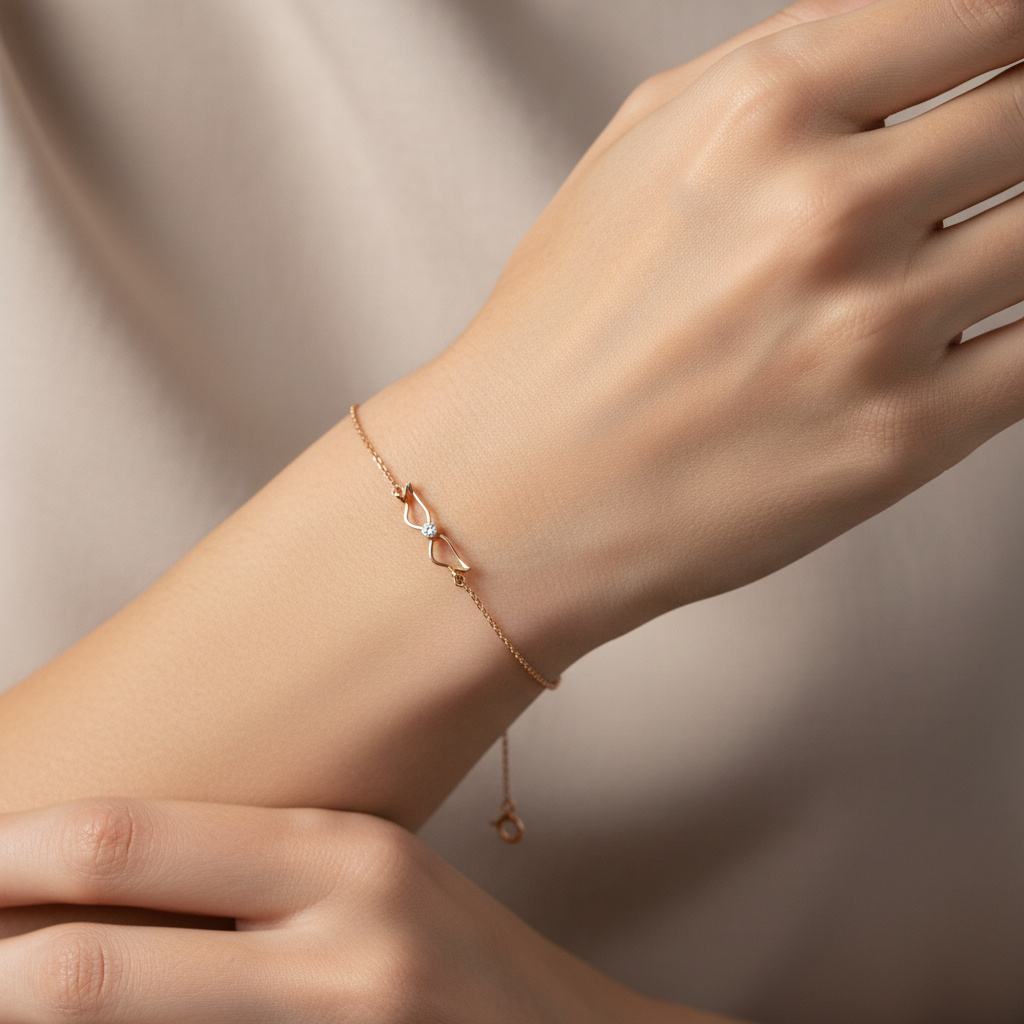 18kt gold Winged Diamond Bracelet with diamond. Accessible price range under Rs. 20,000