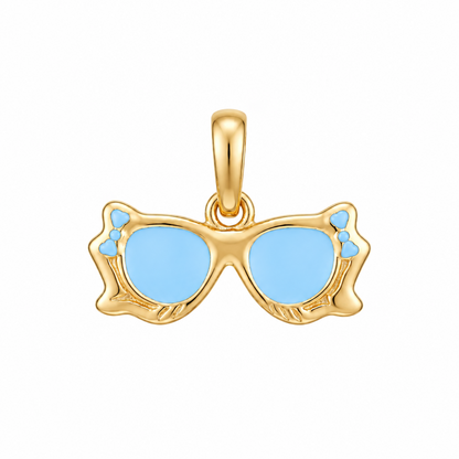 Gold sunglasses-shaped pendant with blue enamel lenses under Rs. 15,000