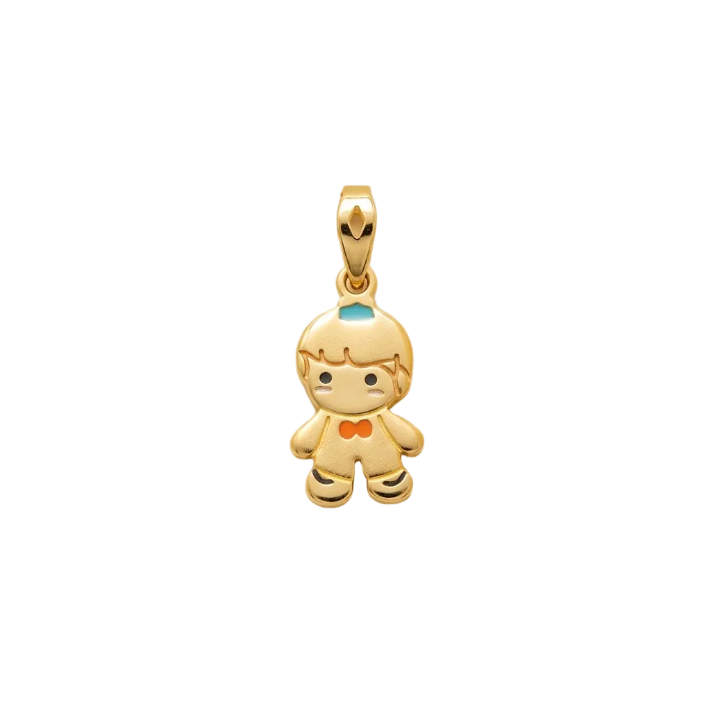 Gold boy-shaped charm pendant with enamel detailing, priced under Rs. 25,000