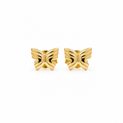 Pair of polished solid gold butterfly stud earrings. Cute gold gifts for kids under Rs, 25,000