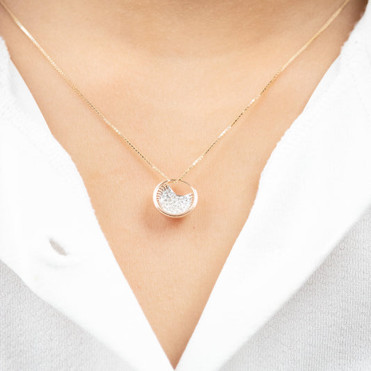 Caratly 18kt gold Diamond Universe Pendant with 0.16ct pave diamond circle design celestial jewelry under Rs 40,000