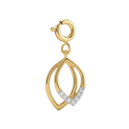 Gold layered leaf-shaped pendant set with sparkling diamond accents, Minimal and affordable gifts for her under Rs. 15,000