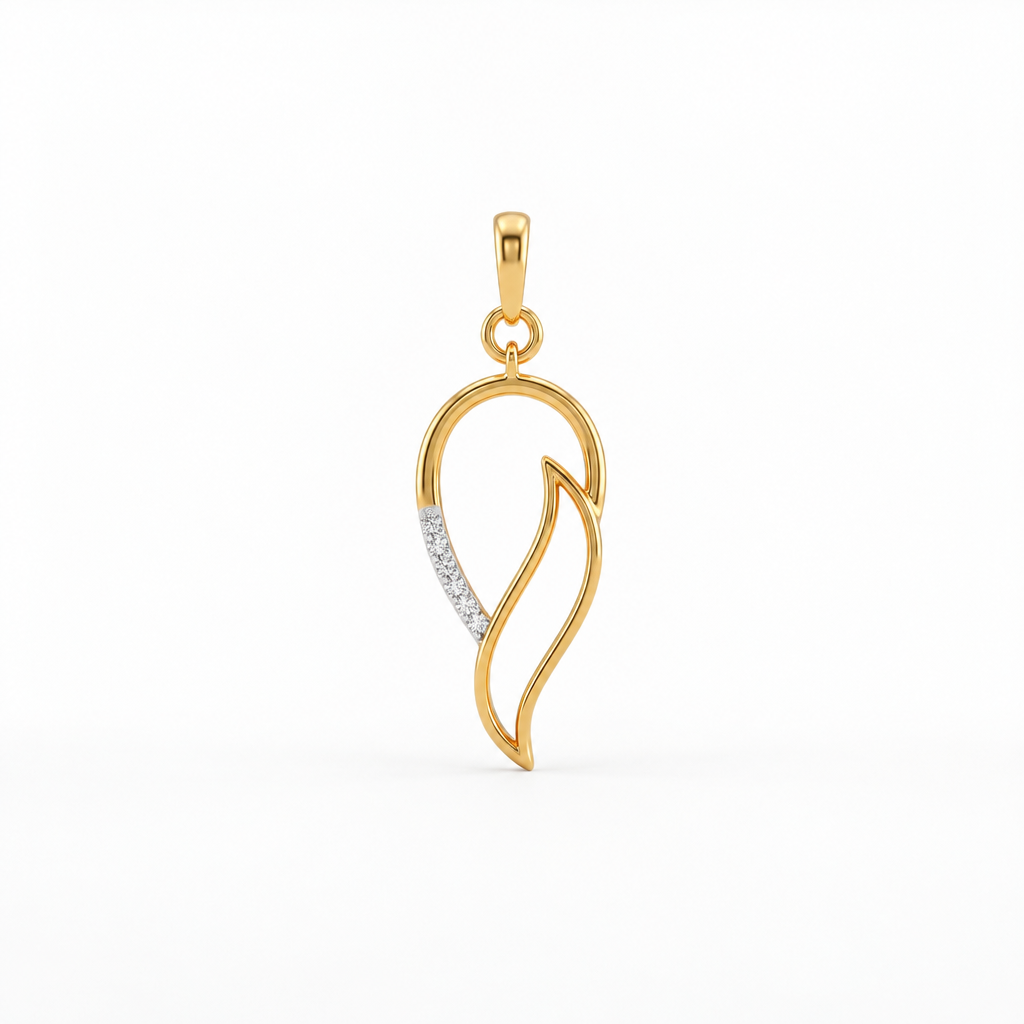 Gold conch shell-shaped pendant with a diamond-set curved detail, priced under Rs. 20,000