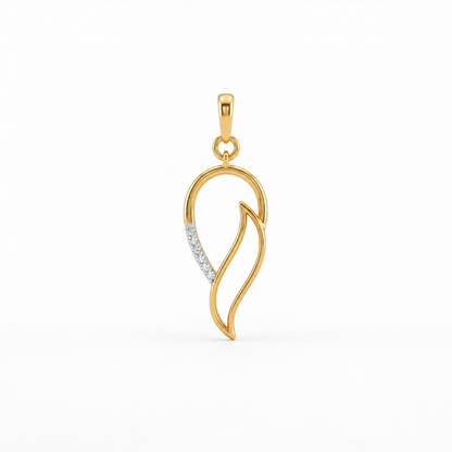 Gold conch shell-shaped pendant with a diamond-set curved detail, priced under Rs. 20,000