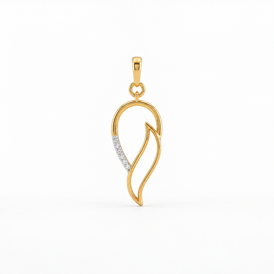 Gold conch shell-shaped pendant with a diamond-set curved detail, priced under Rs. 20,000