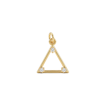 Gold triangle pendant outlined with sparkling diamond accents under Rs. 15,000